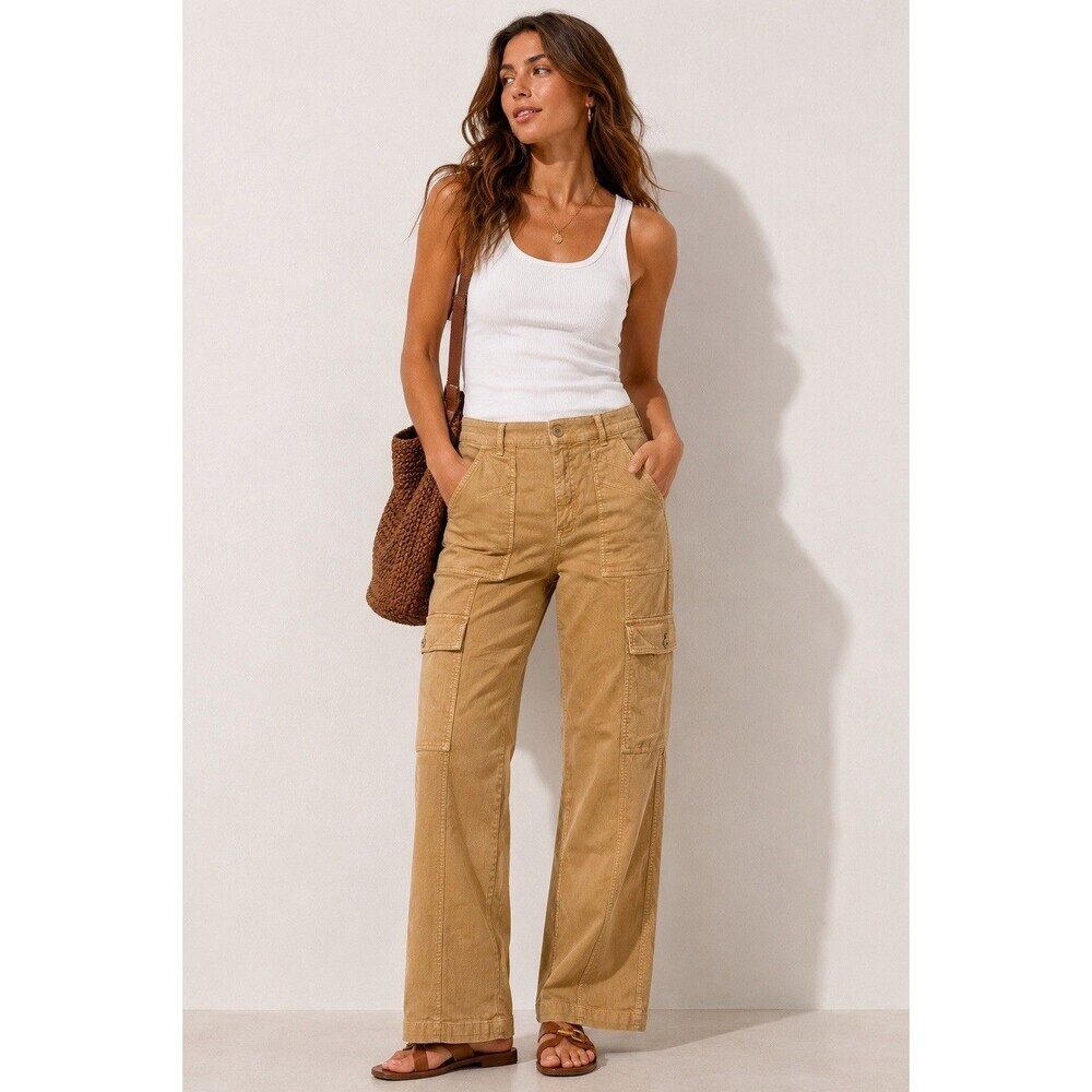 Madewell 90s Straight Cargo Pants Women's Size 28 Khaki Brown High Rise Stretch